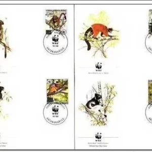 Madagascar Malagasy year 1988 WWF – Fauna Monkeys FDC