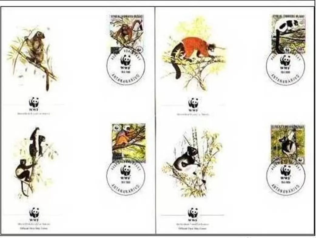 Madagascar Malagasy year 1988 WWF – Fauna Monkeys FDC