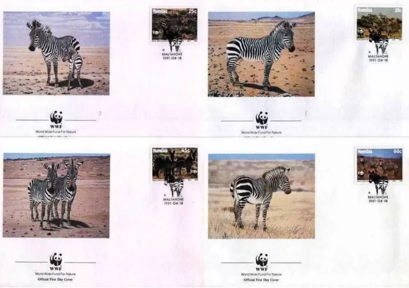 Namibia 1991 WWF Big Cats / Mountain Zebra FDC set