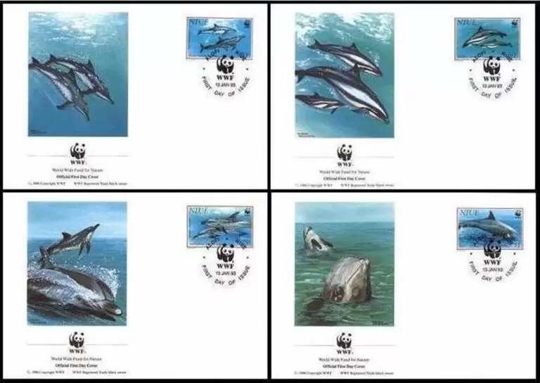 Niue 1993 WWF Fauna Sea life / Pacific Dolphins FDC stamps