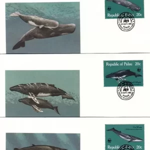 Palau 1983 WWF Fauna Sea life / Whales/Wale FDC stamps set