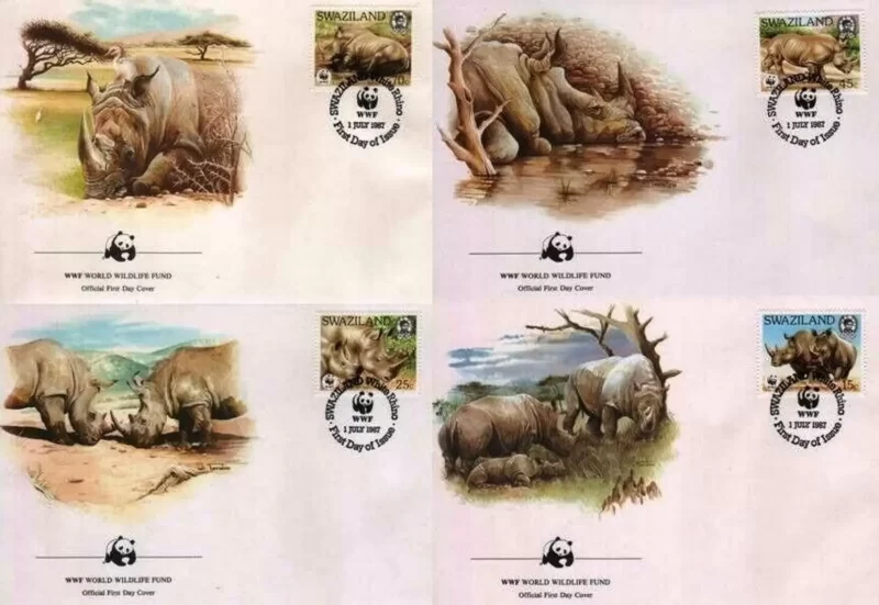 Swaziland 1987 WWF / Mammals – Rhinoceros FDC set