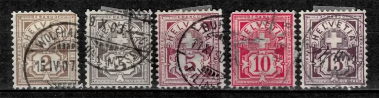 Switzerland year 1906 stamps - Cross & Shield / Used set