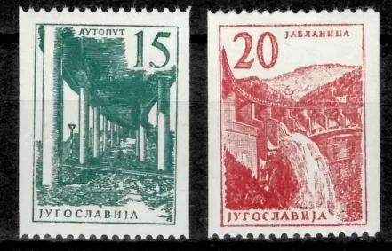 Yugoslavia postage stamps 1959 Technology Architecture Railway MNH