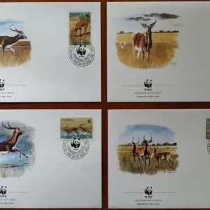 Zambia 1987 WWF Fauna / Black Lechwe Antelope FDC stamps