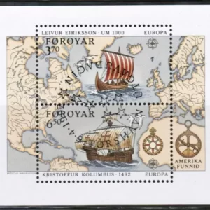 Faroe Islands year 1992 Discovery of America / Ships stamps