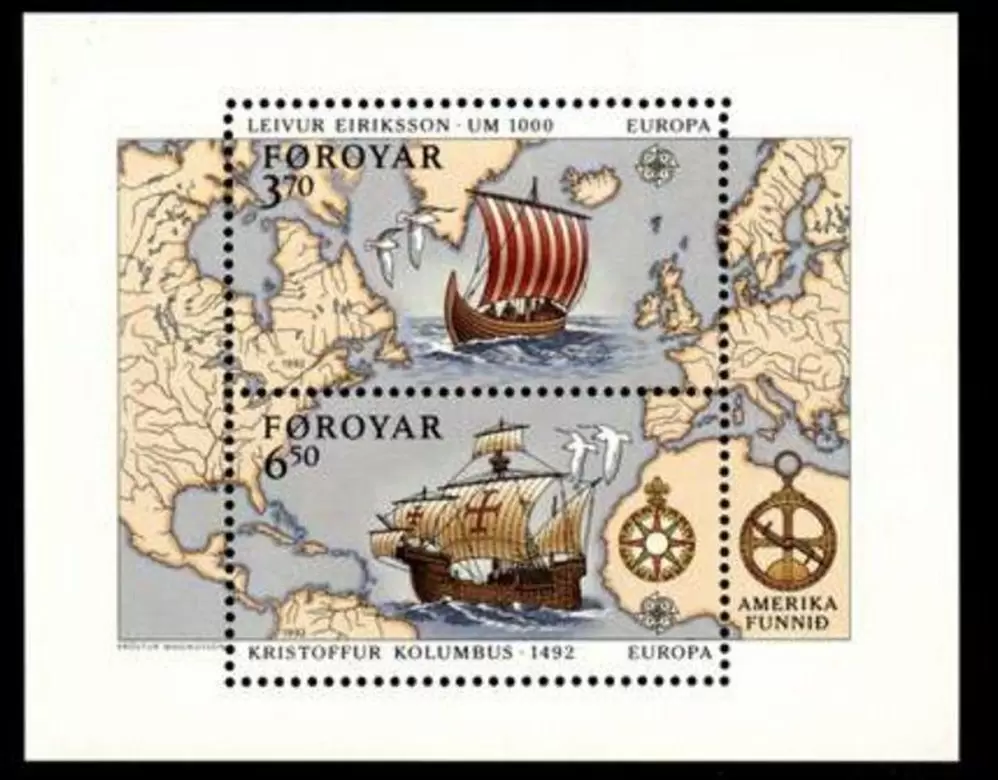 Faroe Islands year 1992 stamp - Discovery of America / Ships