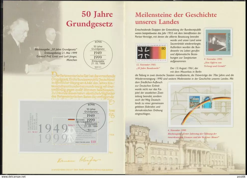 Germany 1999 FDC Art Card postage stamps 50 Year Childhood Berlin