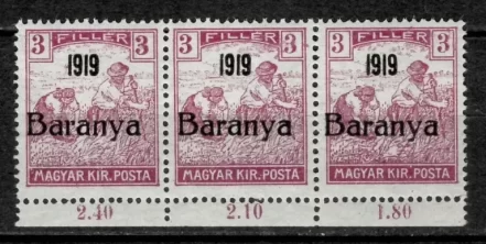 Hungary Baranya 1919 3h Strip