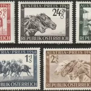 Austria 1946 stamps Horses The Vienna Derby MNH