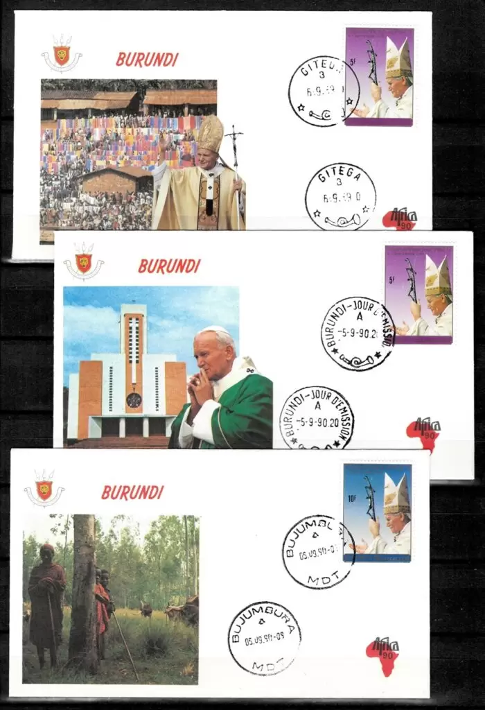 Burundi year 1990 FDC (3) Pope John Paul II Visit