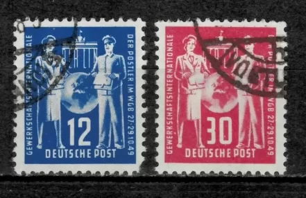 DDR 1950 Post Office Employee Congress Used postage stamps set