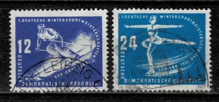 DDR 1950 Winter Sports Used postage stamps set