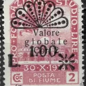 Fiume year 1921 stamp 1.00 MLH - moved overprint