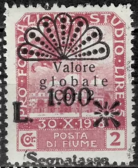 Fiume year 1921 stamp 1.00 MLH - moved overprint