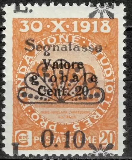 Fiume year 1921 stamp - Error /moved overprint