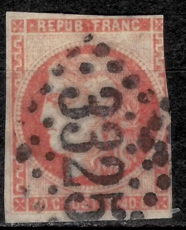 France year 1870 stamp ☀ Ceres 40c / Bordeaux Printing Sc47 Yv 48