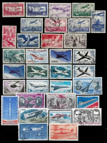 France year 1930-1987 Collection of Airmail Stamps Used