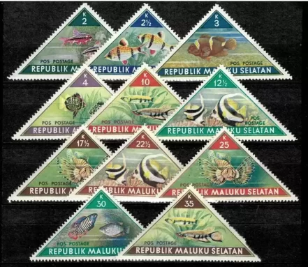 Indonesia Maluku Selatan 1956 Marine Life Fishes stamps