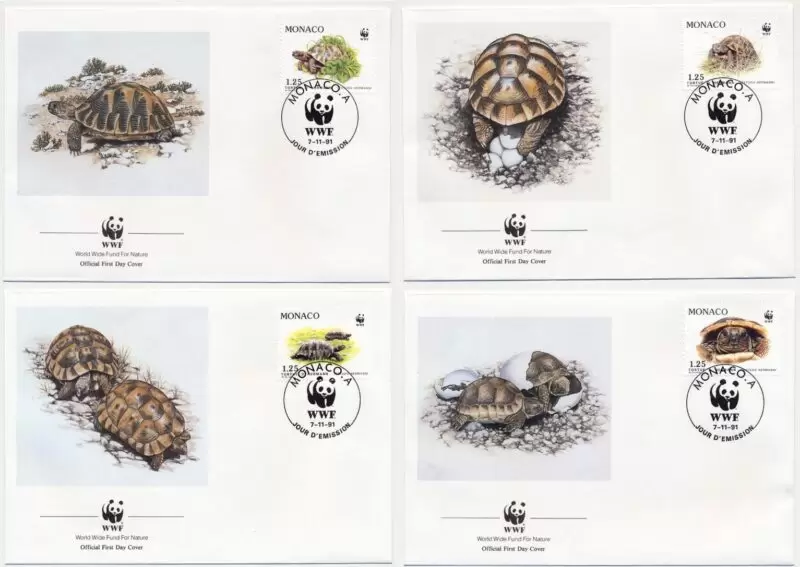 Monaco 1991 Wild Life stamps WWF / Turtles FDC set