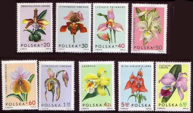 Poland 1965 Flora Orchid Flowers MNH postage stamps set