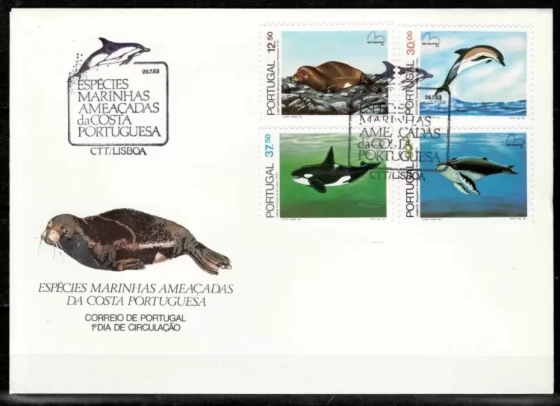 Portugal 1983 FDC Portugal coast sea animals, whales, dolphin, seal