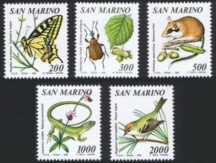 San Marino 1990 WWF Fauna set MNH postage stamps