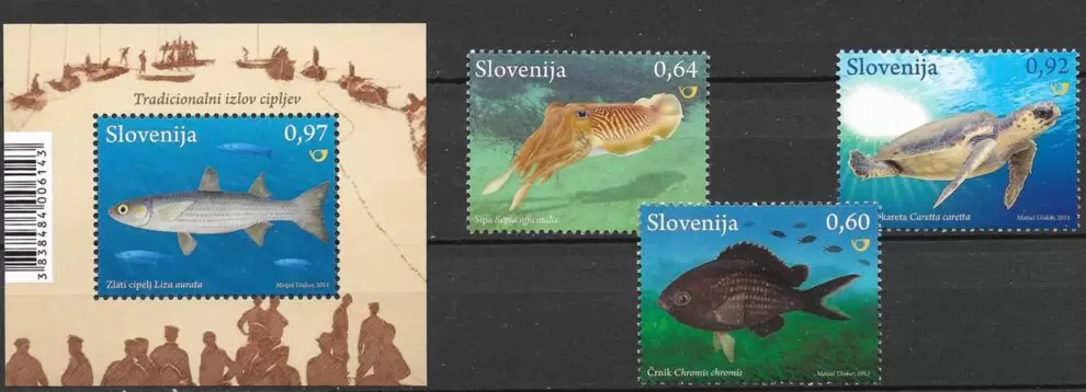 Slovenia year 2013 stamps Animals / fishes of Slovenia - complete set