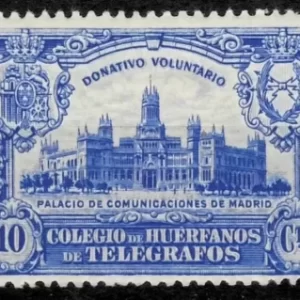 Spain 1927 10 cts Huérfanos de Telégrafos MLH postage stamp