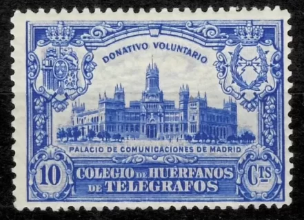 Spain 1927 10 cts Huérfanos de Telégrafos MLH postage stamp