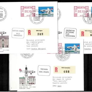 Switzerland Registered Flight 1988 50 years Pro Aero Flight Special FDC set