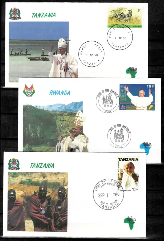 Tanzania / Rwanda year 1990 FDC Pope John Paul II Visit