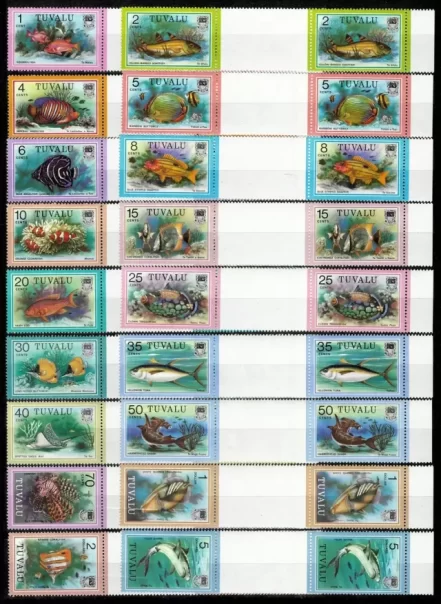 Tuvalu 1979 Marine Life Fishes in pairs 18v set ☀ MNH(**)