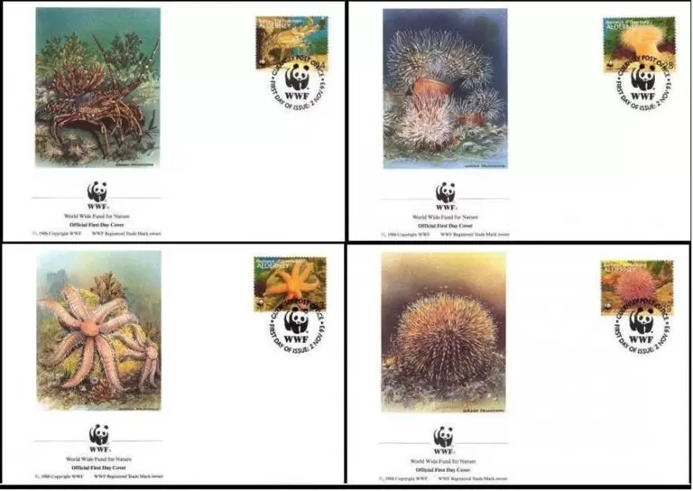 Alderney year 1993 WWF Fauna / Sea life FDC set