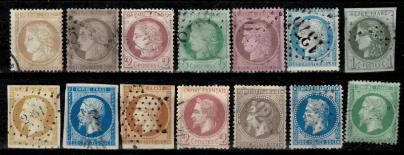 France and colonies year 1863/75 stamps - Ceres & Napoléon III Used set VF