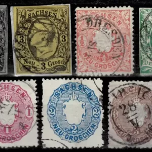 German Sachsen year 1850/63 Used lot Stamps