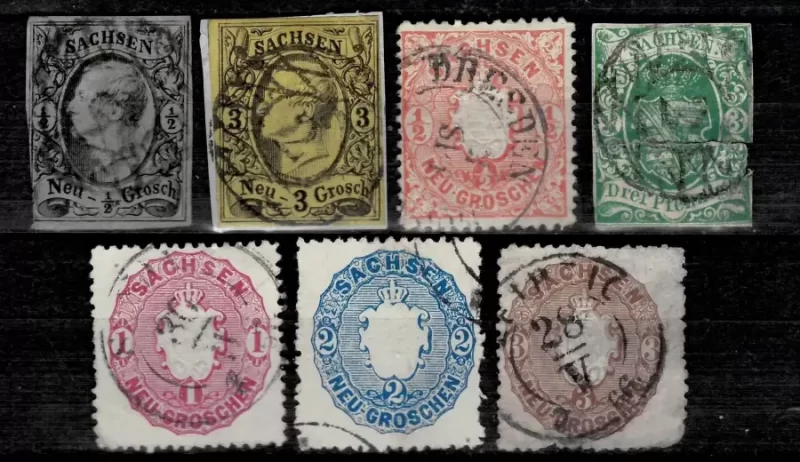 German Sachsen year 1850/63 Used lot Stamps