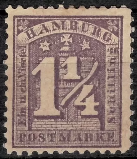 German States Hamburg 1864 1¼ Schilling Mh Stamp