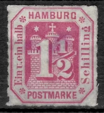 German States Hamburg 1866 1½ Schilling MNG Stamp