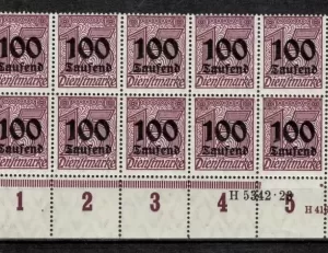 Germany Weimar Republic Stamps year 1923 dienstmarke 100t/15