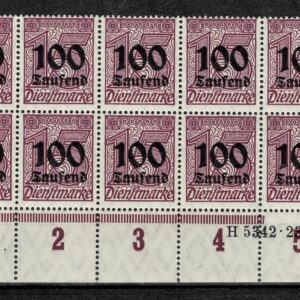 Germany Weimar Republic Stamps year 1923 dienstmarke 100t/15
