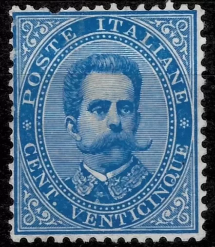 Italy year 1879 stamp – 25c Blue / King Umberto I – Unused