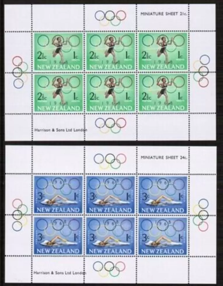 New Zealand 1968 Olympic Games Mexico Mint never hinged postage stamps