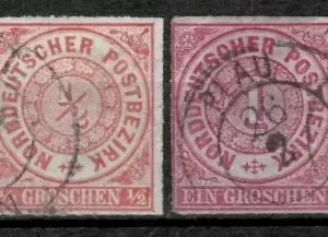 North German Postal District year 1868 Rouletted Used Stamps