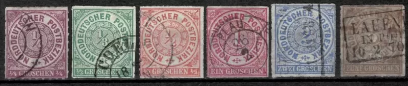 North German Postal District year 1868 Rouletted Used Stamps