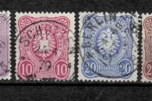 German Reich year 1875 stamps Value in "PFENNIGE" Used set