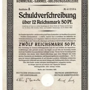 Germany 1926 Stocks Bonds 12,5 Reichsmark