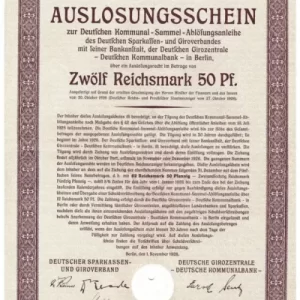 Germany 1926 Stocks Bonds 12,5 Reichsmark