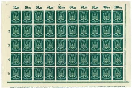 Germany Weimar Republic 1922 Airmail 1Mk.Green postage stamps