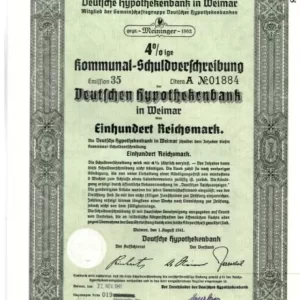 WWII Germany 1941 / Stocks Bonds 100 Reichsmark